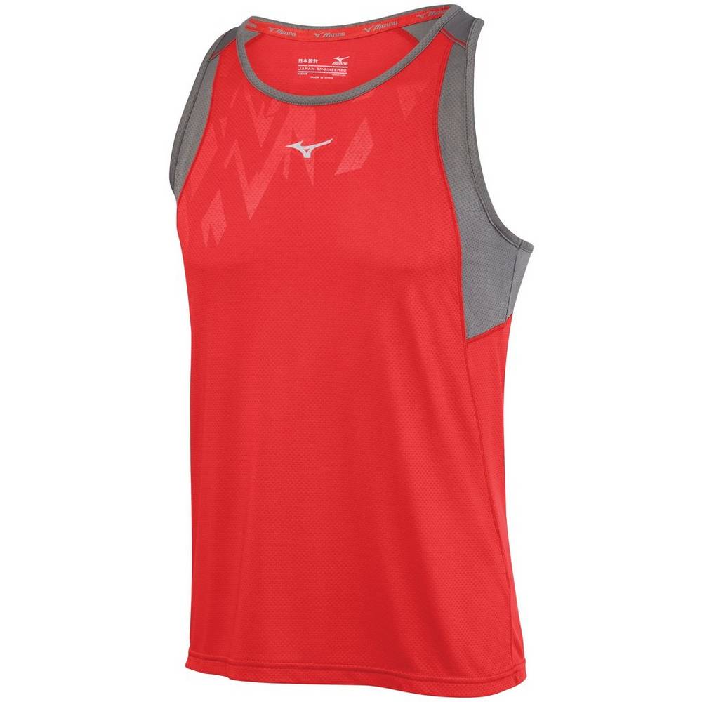 Panske Tank Top Mizuno Singlet Alpha Vent Červené Vypredaj FRXC60941